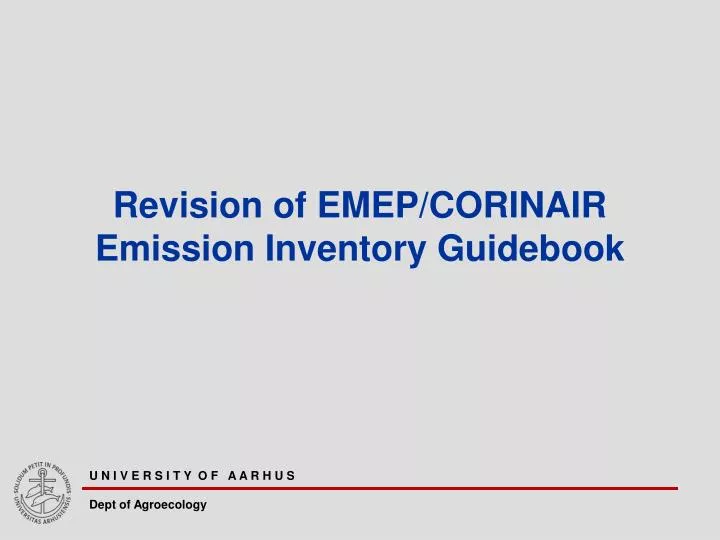 revision of emep corinair emission inventory guidebook