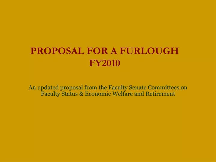 proposal for a furlough fy2010