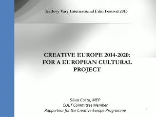 Silvia Costa, MEP CULT Committee Member Rapporteur for the Creative Europe Programme