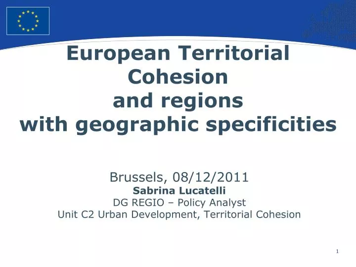 european territorial cohesion and regions with geographic specificities
