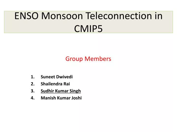 enso monsoon teleconnection in cmip5