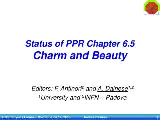 Status of PPR Chapter 6.5 Charm and Beauty