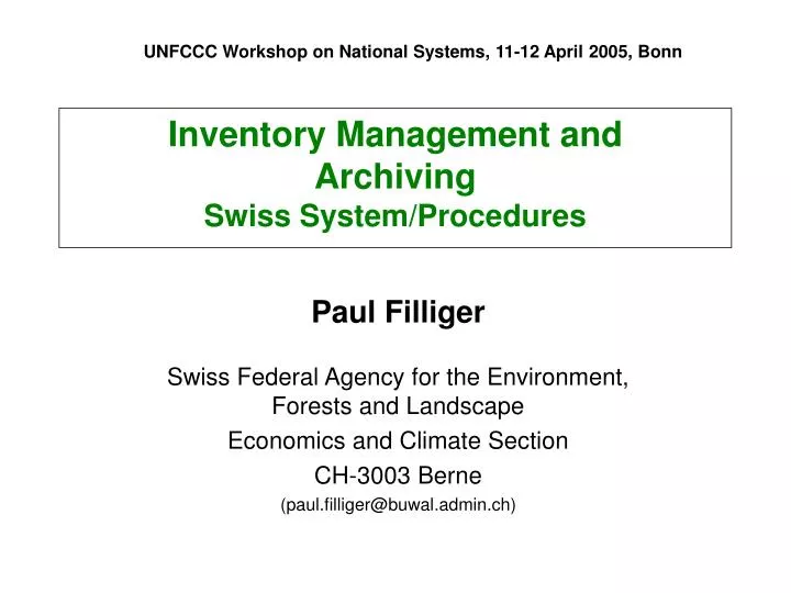 inventory management and archiving swiss system procedures