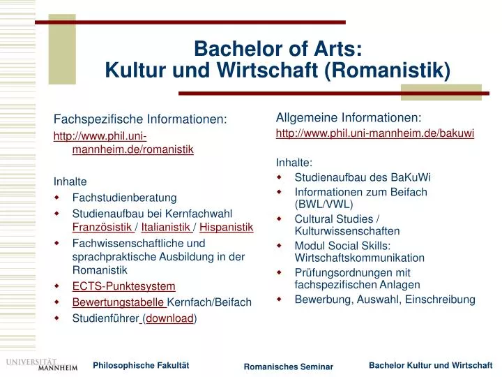 bachelor of arts kultur und wirtschaft romanistik