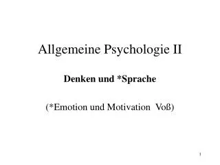 allgemeine psychologie ii