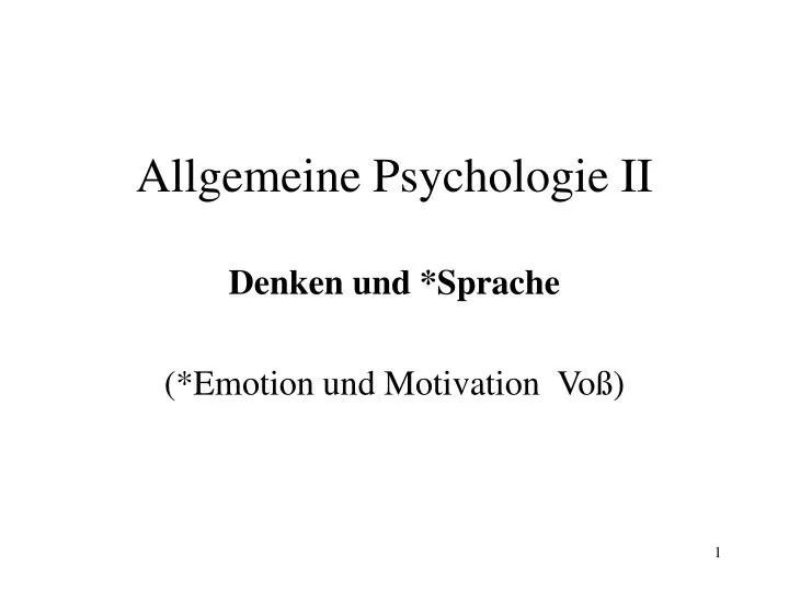 allgemeine psychologie ii
