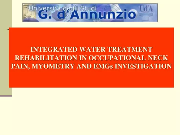 integrated water treatment rehabilitation in occupational neck pain myometry and emgs investigation