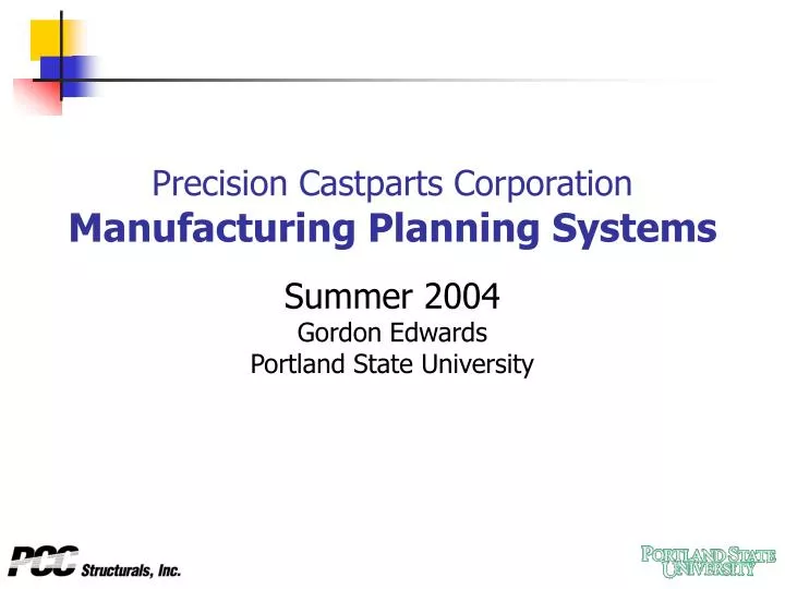 precision castparts corporation manufacturing planning systems