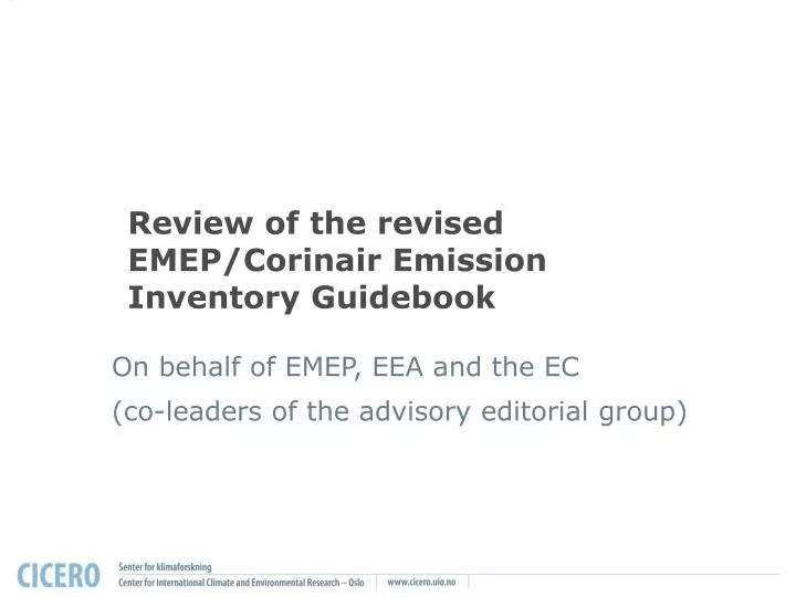 review of the revised emep corinair emission inventory guidebook