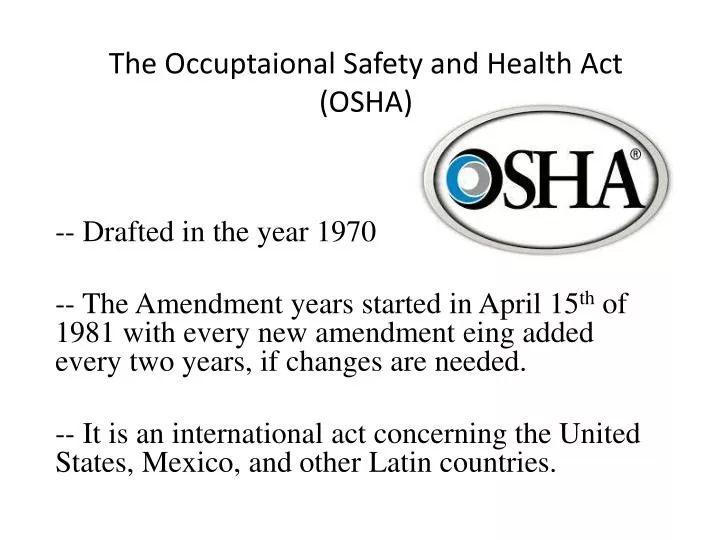 the occuptaional safety and health act osha