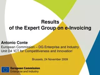 Results of the Expert Group on e-Invoicing