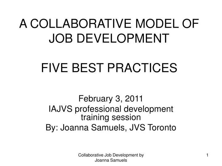 a collaborative model of job development five best practices