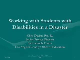 Working with Students with Disabilities in a Disaster