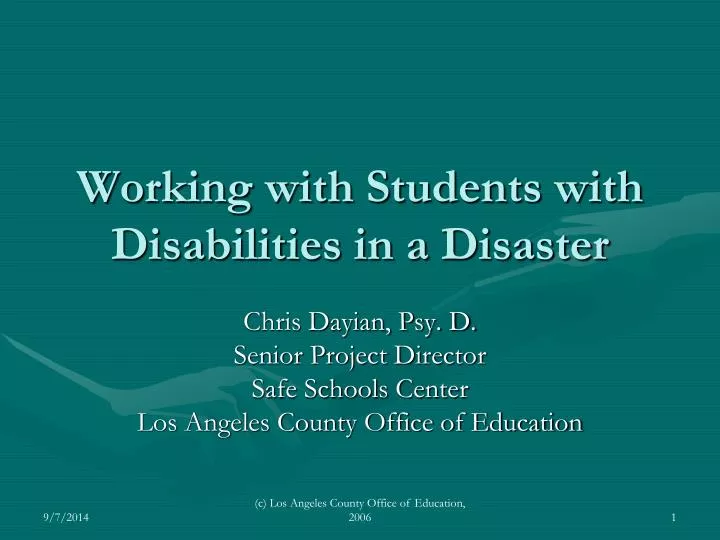 working with students with disabilities in a disaster