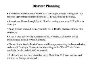 Disaster Planning