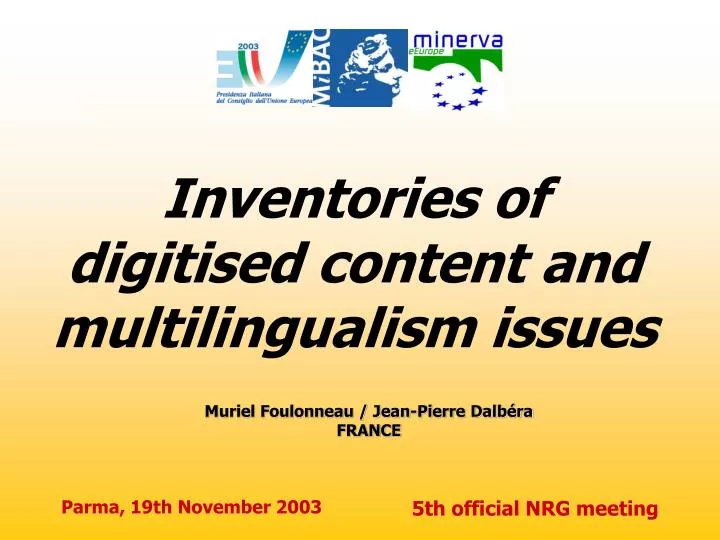 inventories of digitised content and multilingualism issues