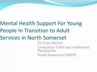 Mental Health Support For Young People In Transition to Adult Services in North Somerset