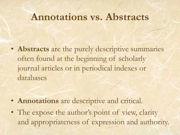 annotations vs abstracts