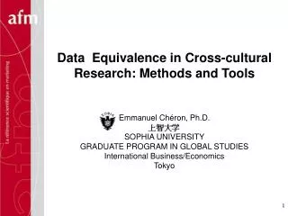 Data Equivalence in Cross-cultural Research: Methods and Tools