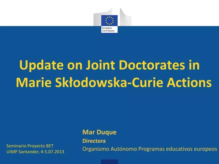 update on joint doctorates in marie sk odowska curie actions