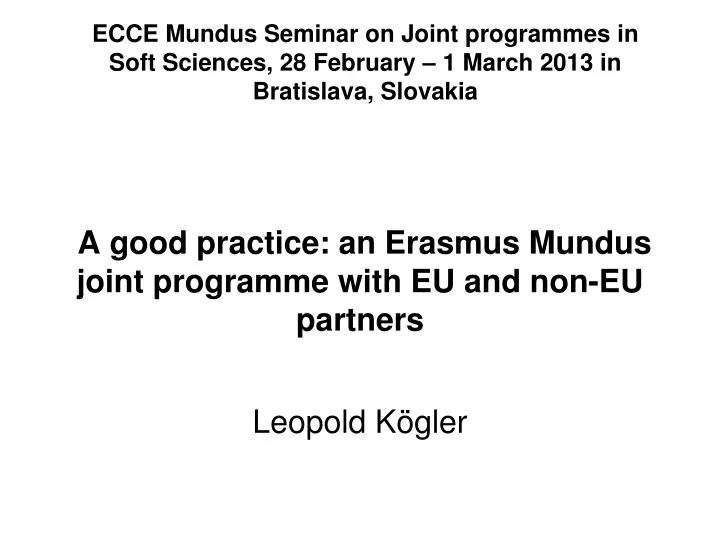 a good practice an erasmus mundus joint programme with eu and non eu partners