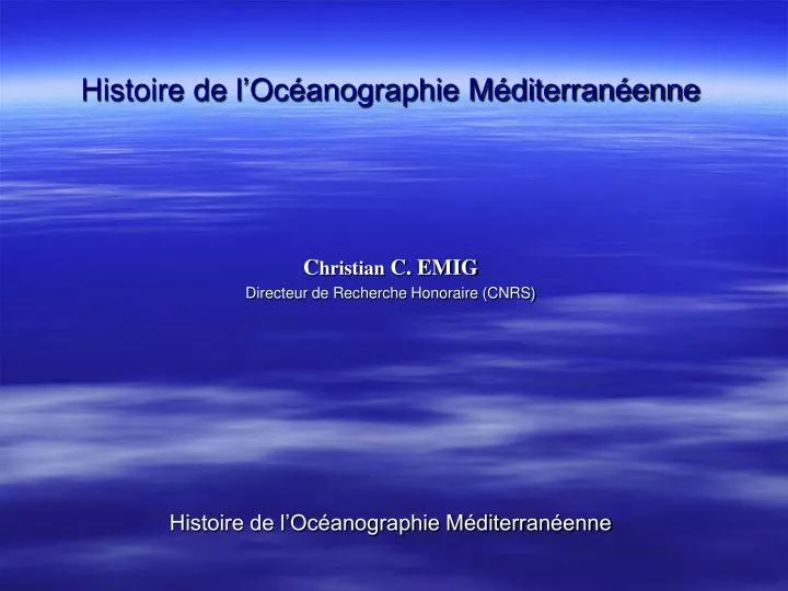 histoire de l oc anographie m diterran enne