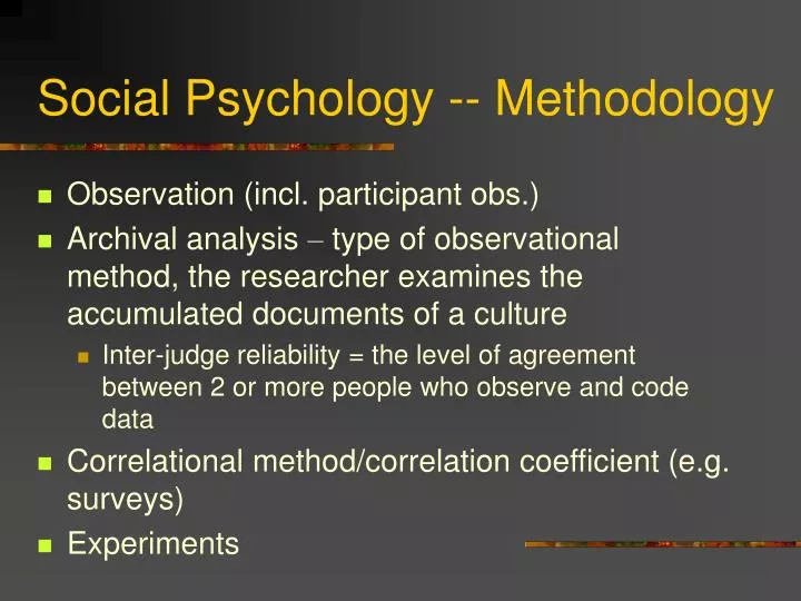 social psychology methodology