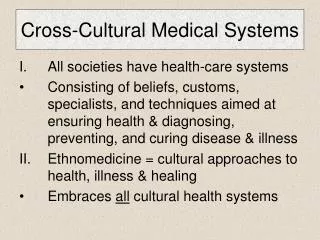 Cross-Cultural Medical Systems