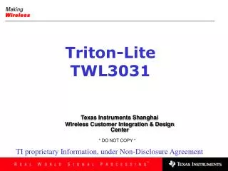 Texas Instruments Shanghai Wireless Customer Integration &amp; Design Center