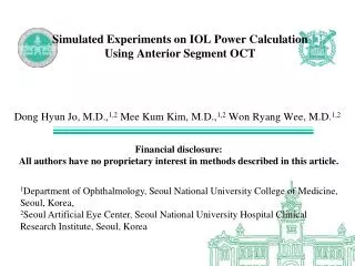 Simulated Experiments on IOL Power Calculation Using Anterior Segment OCT