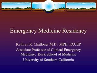 Emergency Medicine Residency