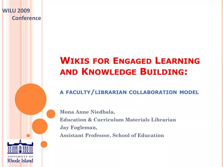 wikis for engaged learning and knowledge building a faculty librarian collaboration model