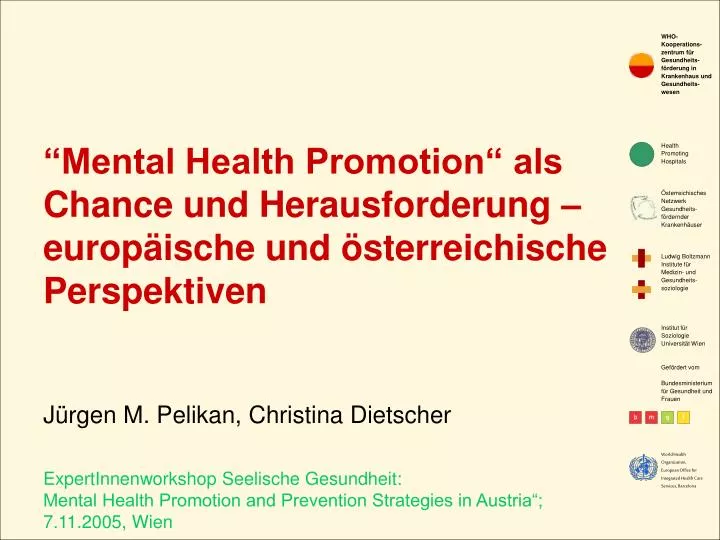 mental health promotion als chance und herausforderung europ ische und sterreichische perspektiven