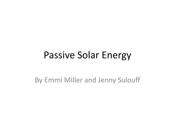 passive solar energy