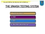 THE SPANISH TESTING SYSTEM - slide 1