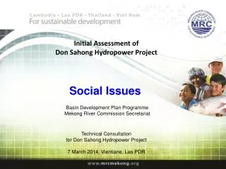 Initial Assessment of Don Sahong Hydropower Project