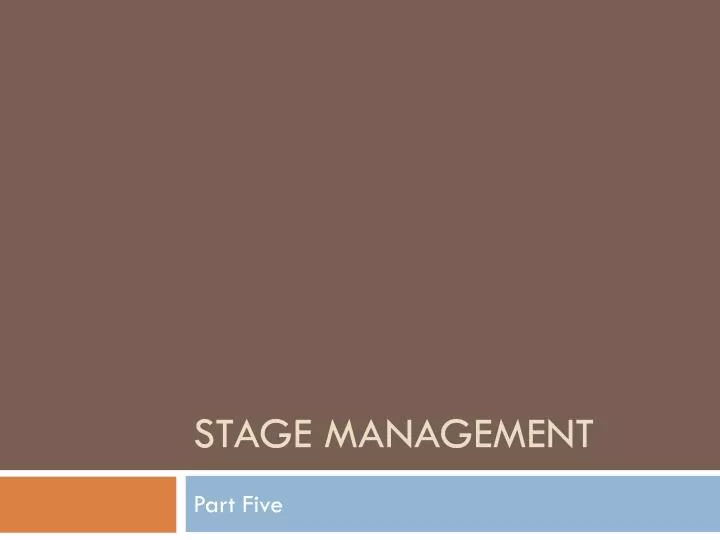 stage management