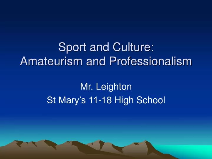 sport and culture amateurism and professionalism