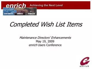 Completed Wish List Items