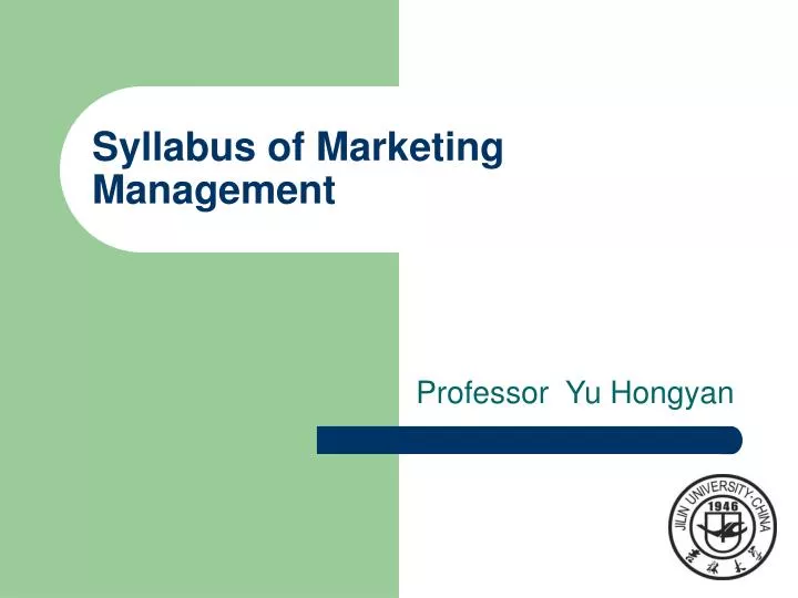 syllabus of marketing management