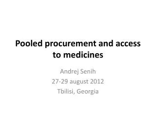 Pooled procurement and access to medicines