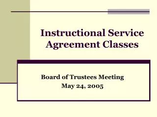 Instructional Service Agreement Classes