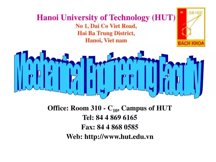 hanoi university of technology hut no 1 dai co viet road hai ba trung district hanoi viet nam
