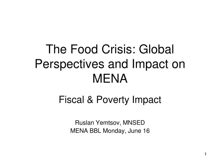 the food crisis global perspectives and impact on mena