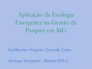 aplica o da ecologia energ tica na gest o de parques em mg