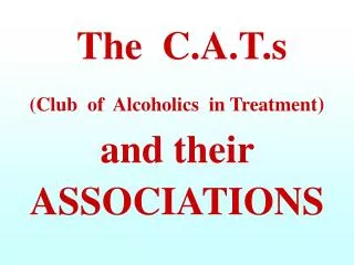 A.A.	 Alcoholics Anonymous C.A.T.	 Club of Alcoholics in Treatments Self Help Associations