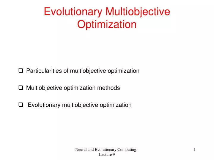 evolutionary multiobjective optimization