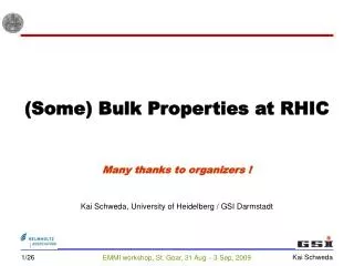 (Some) Bulk Properties at RHIC