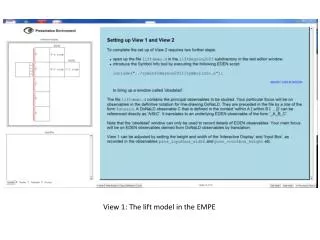 View 1: The lift model in the EMPE