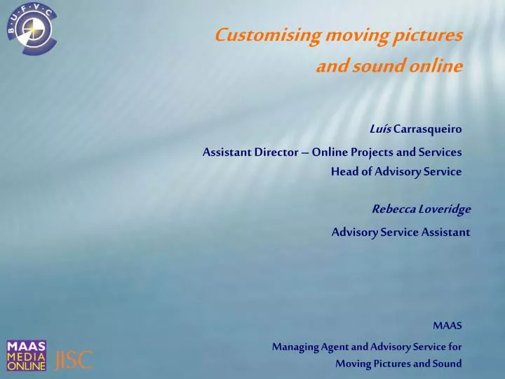 customising moving pictures and sound online